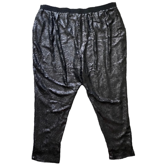 Eloquii Women’s Plus Size Sequin Jogger Pants, Black, Size 24 - Picture 3 of 7